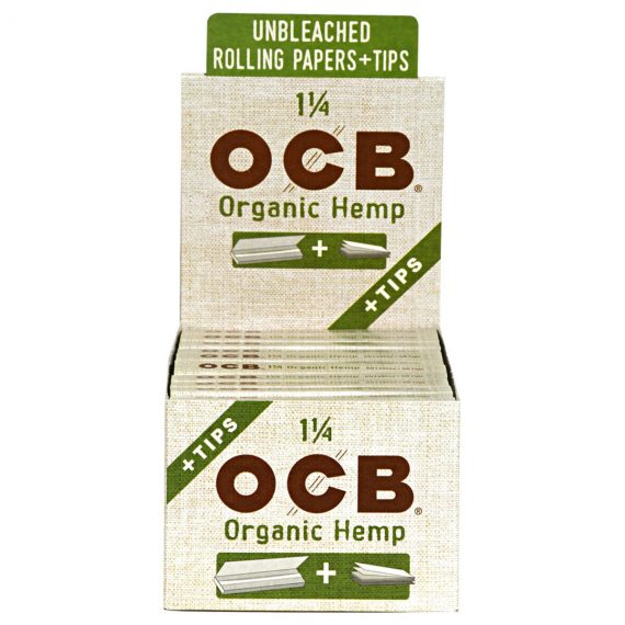 OCB Organic Hemp Rolling Papers 1 1/4 & Tips - 24 Packs 086400903295-FU