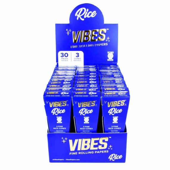 Vibes Rice Cones Rolling Paper- Kingsize Slim 30 Pc 1767-FU