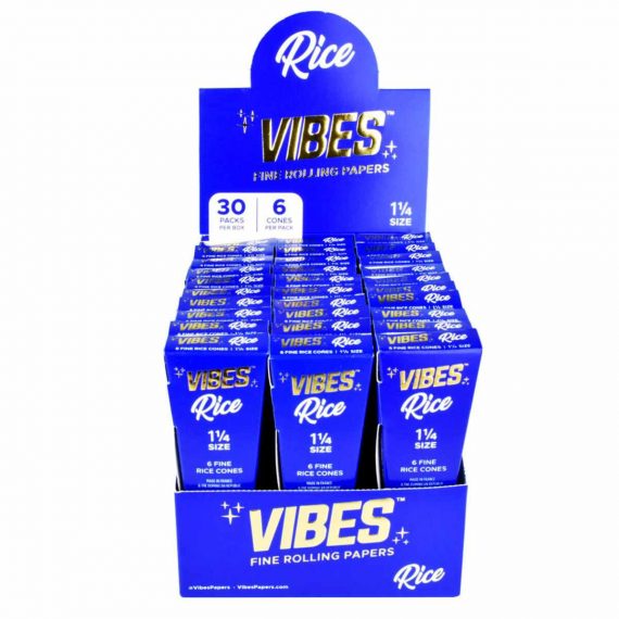 VIBES Rice Cones Rolling Paper- 1 1/4 30 Pc 1768-FU