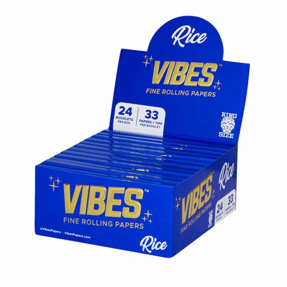 VIBES Rice Rolling Papers Kingsize Slim w/ Filters / 24pc Display 1770-6B