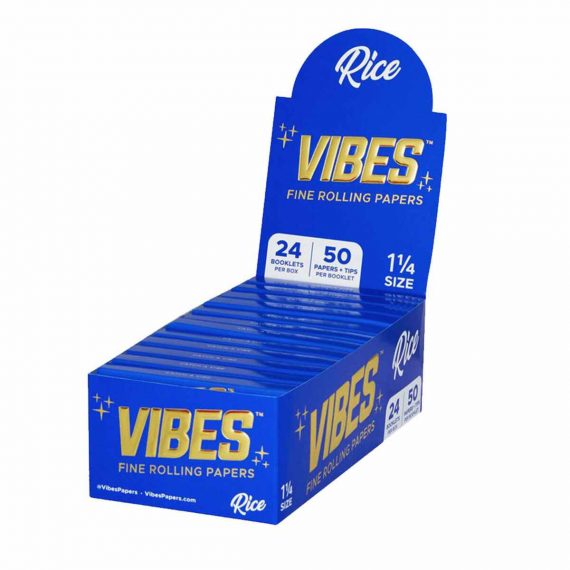 VIBES Rice Rolling Papers 1 1/4 w/ Filters / 24pc Display 1771-6B